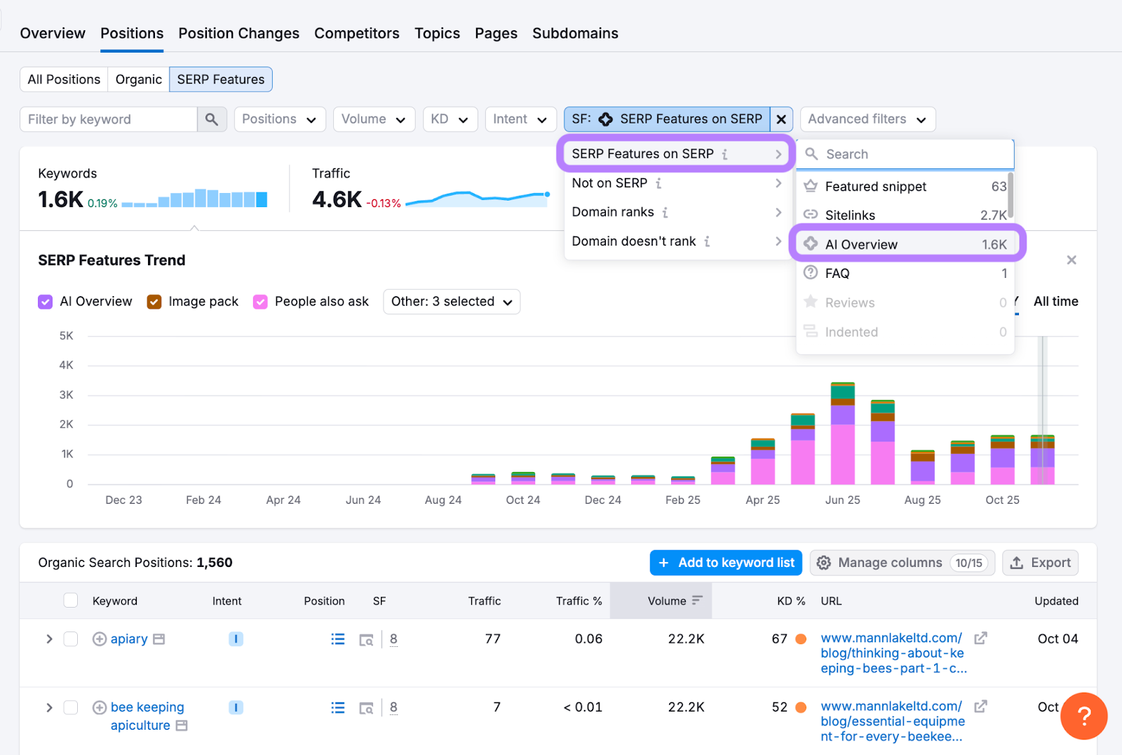 applying a filter for AI Overviews